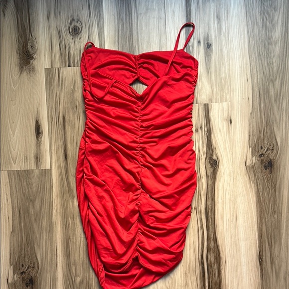 Red Ruched Dress - Picture 2 of 2